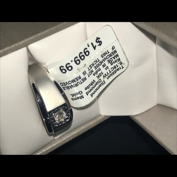 10K White Gold 0.18CT Men’s Wedding Ring - Picture 4 of 4